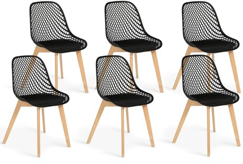 IDMarket - Lot de 6 chaises Mandy Noires pour Salle à Manger