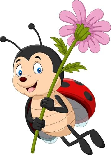 U24 Autocollant Coccinelle avec fleur 10 x 14 cm Autocollant pour voiture Contours découpés