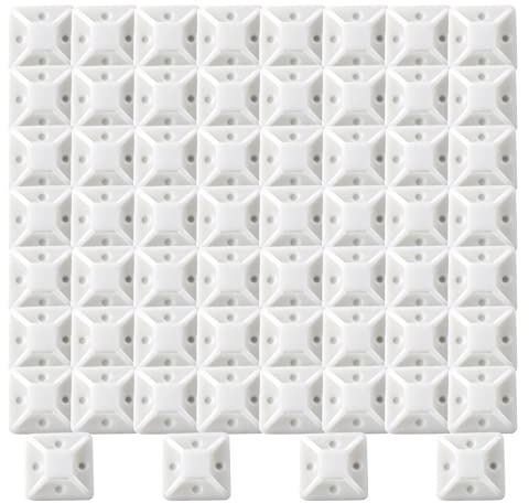 Alicer - Cable autoadhesivo, 60 piezas de empases adhesivas para fijación de cable, soporte de invernadero, cable de plástico, soporte para abrazadera de sujeción (20 mm x 20 mm) (blanco)