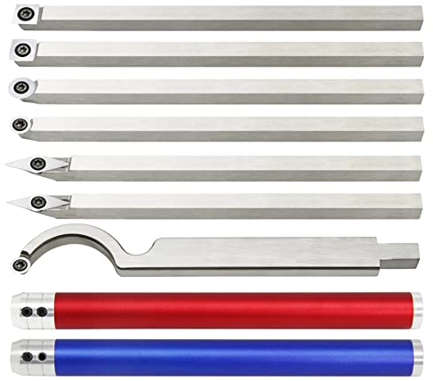 Drehmeißel Mit Wendeplatten, Drehwerkzeuge,Drechseleisen Drehmaschinen Hartmetall Trennwerkzeug 7-Teiliges Set Holzdrehwerkzeug Mit Aluminiumgriff, Für Holzbastler Oder Schreiner