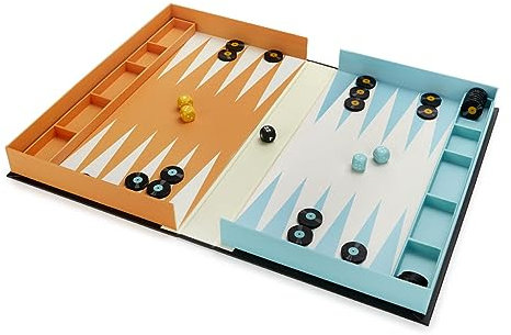 balvi Backgammon-Brettspiel Greatest Hits Farbe Blau und Orange Das Backgammon-Spiel in Einer musikal