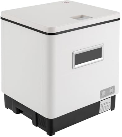 Geschirrspülmaschine UV-Sterilisation Home Automatic Mini Brush Dishwasher, 360-Grad-Sprühfunktion 3D-Hochdruck-Sprühtechnik, inkl. Utensilienkorb für kleine Küchen