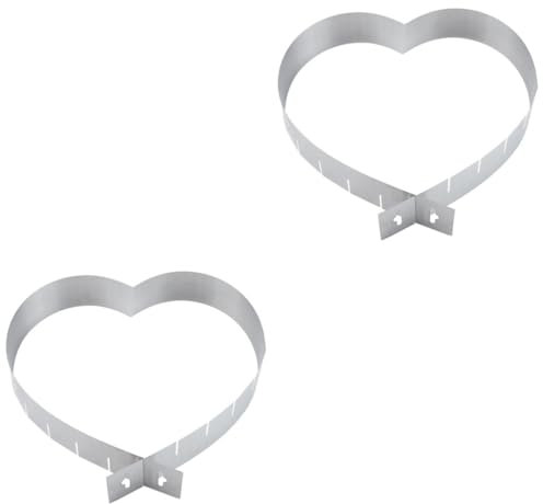 PRETYZOOM 2pièces Moule à Gâteau Réglable Acier Inoxydable Cercle Forme De Coeur pour Pâtisserie Outil De Cuisson Multifonctionnel Réutilisable Et Non-adhérent