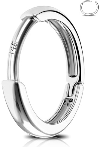 Jewseen 14K Solid Gold Scharnier Clicker Knorpel Ohrringe Segmentring Lippe Ring Nase Piercing Helix Ohrring Septum Piercing für Damen Herren