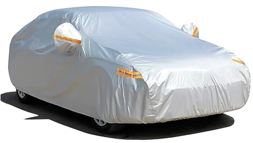 Universale Auto Abdeckung 470 x 180 x 150 cm Vollgarage - Abdeckplane Autoschutzhülle - Autoplane - Indoor & Outdoor - wasserdichte Auto Garage – Car Cover Silber