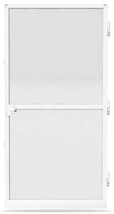 PEILU Fliegengitter Tür 95x210cm Fliegenschutz Mückengitter mit Moskitonetz, Weiß Aluminium Rahmen, Türschließer & Trittschutz, Insektenschutz Fliegengittertüren für Balkon/Wohnzimmer/Terrassen