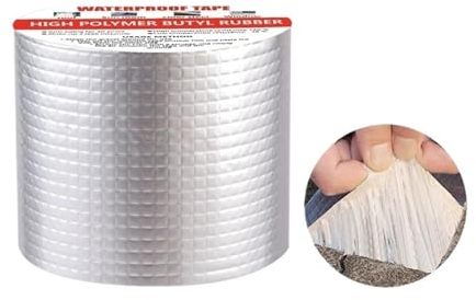 GSJNHY Butyl Band 5 Meter Dickes Butylband, wasserdichter Aluminiumfolie, hohe Temperaturbeständigkeit, Wandriss, Dachkanal, Wasserrohr-Reparaturkleber(Color:1MM_10CM)