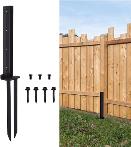 2pack Fence Post Spikes , Heavy Duty Steel Fence Post Brackets,Fence Post Repair,Ground Spike for Repair Tilted or Broken Wooden Fence Posts