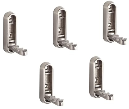 BGL Ovale Wandhaken aus Metall - strapazierfähige Klebe- und Schraubmontage - 5er Pack - Kleiderhaken in Nickeloptik für Heim, Büro und Bad