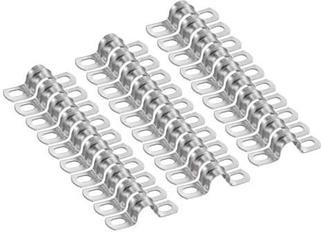 sourcing map Lot de 30 colliers de serrage de 14 mm M14 en forme de U, sangle de tuyau rigide en acier inoxydable, support en forme de U avec deux trous pour fixation de tuyau, tuyau de tuyau, fil