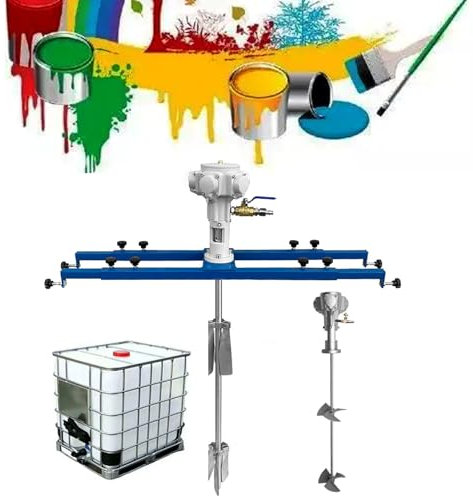 factildfulzhan IBC Farbmischer Edelstahl Pneumatisches RüHrwerk mit 880mm Rührstab, Länge 720-1200mm einstellbar, Rührleistung 0-1000kg, Zum Rühren von leicht viskosen Lösungen