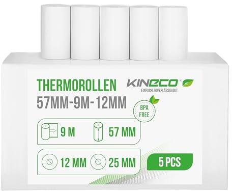 Kineco Thermopapier für Kinder Sofortbildkameras,5 Rollen | Nachfülldruckpapier,Thermodruckerpapier weißes Null Tinten Druckpapier,für Sofortdruckkameras