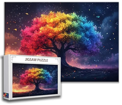 Puzzle Albero della vita Puzzle 1000 Pezzi Paesaggio Bambini 3 4 5 6 7 8 Anni Bambino, Bambina Rilassamento e Intelligence 75x50 cm DIY Di Legno Puzzle Arte,Regalo Uomo e Donna, Decorazione Murale T-6