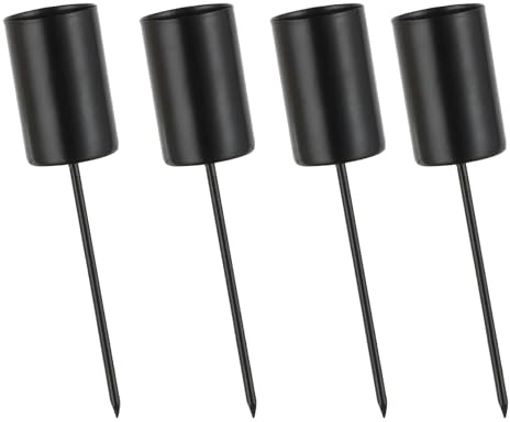 Kerzenhalter für Stabkerzenhalter, Schwarz, 4er Set Metall Kerzenhalter mit Dorn zum Stecken, für Kränze, Gestecke, Tischdekoration & saisonale Deko wie Advent und Weihnachten für Konische