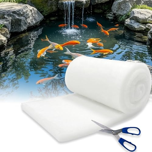 GourragePro 2 Thick Koi Pond Filter Pad, 18 x 72 Fish Pond Filters for Outdoor Ponds, Pond Filter Media, Pond Filter Material, White Bulk Roll-Cut to Size-Fit for Aquarium Filter Floss