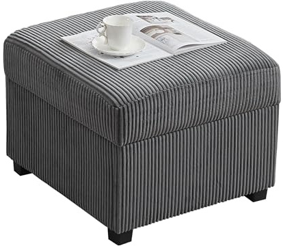 MAXYOYO Ottoman with Storage, 57CM Corduroy Footstool Multipurpose Foot Rest Sofa Stool