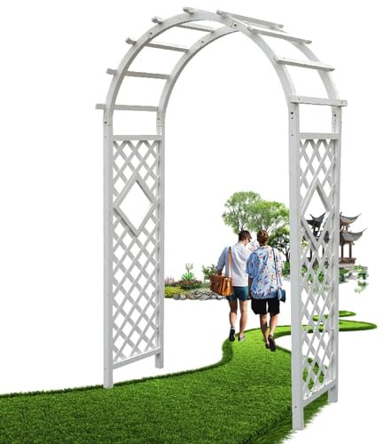 Arche de treillis de jardin en bois pour plantes grimpantes, pergola de patio, support tuteur extérieur pour roses, décoration de pelouse résistante aux intempéries, 120 x 215 cm et 140 x 225 cm (l x