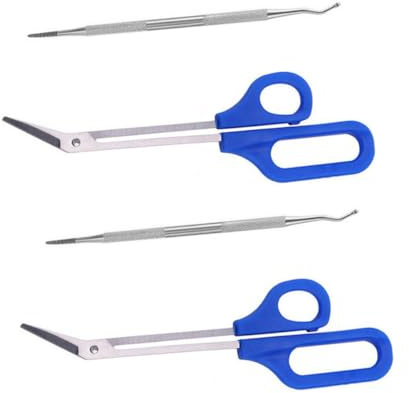Set di Tagliaunghie Pedicure Lunghi in Acciaio Inox, 2 Set Blu | Manicure e Pedicure, Uso Domestico o Salone, Portatile e Sicuro, Adatto anche Gravidanza