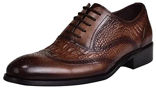 Scarpe da uomo con tacco, scarpe in pelle, da uomo, business, scarpe da lavoro, scarpe da sposa con lacci, scarpe casual tinta unita, scarpe da lavoro classiche per formale, marrone, 41 EU