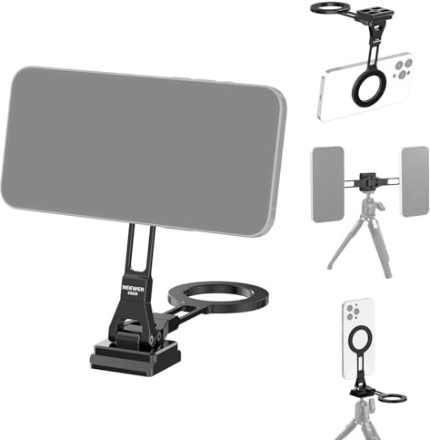 NEEWER Dual Magnetic Phone Holder Stand Tripod Mount with Arca Type Base, Metal Lightweight Portable Camera Cellphone Attachment Compatible with MagSafe iPhone Samsung Android Video Recording, DS029