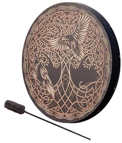 Shamanic Drum – Hand Drums Tree-of-Life | Wooden Siberian Drumm with Stick, Meditation Music Spirit Druum for Adults Sound Ritual Relaxation Spiritual Ceremony