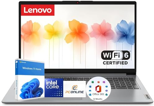 Lenovo Ideapad 15.6 Laptop with Microsoft 365 | Intel 4-Core CPU | 1.1TB Storage (1TB OneDrive + 128GB SSD) | 8GB RAM | Wi-Fi 6 | 10HR Battery | Windows 11