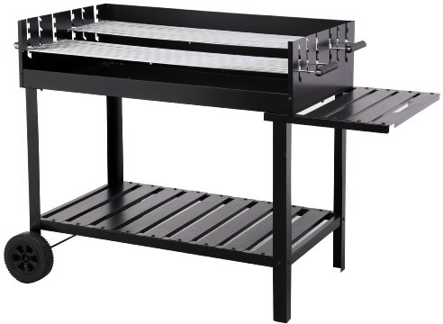 tepro Holzkohlegrill Grillwagen Atlanta, Outdoor BBQ mit Rädern, Höhenverstellbar ca. 77 - 88 cm, Grillfläche: ca. 98 x 56 cm, Maße ca. 135,5 x 63 x 91,2 cm, Schwarz