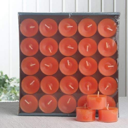 25 Teelichter - Nightlights, transp. Hülle, 7-8 Std. Mandarin