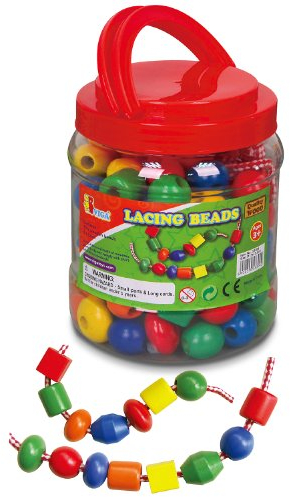 VIGA 58304 Toys - Holzperlen - 90 Perlen, 5 Fäden