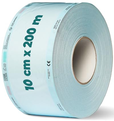Sterilisationsrolle, Klarsichtrolle, Kosmetex Klarsichtschlauch für Autoklaven, Steri-Rolle für Sterilgut, 200 m, 10 cm