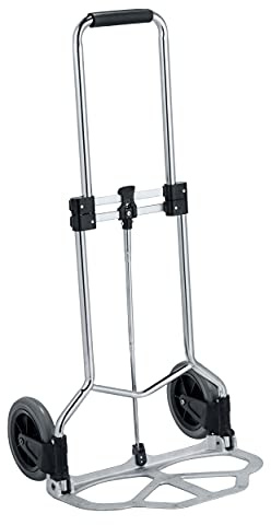Maximex Transportkarren Slim - Hoch belastbare Transporthilfe bis 80kg, Stahl, 50 x 102 x 47 cm, Silber