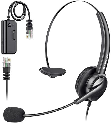 Pour Casque Téléphones IP Cisco, PChero 6ft Mains libres Noise Monaural Call Center Cancelling Corded 4-Pin RJ9 Cristal Head Casque avec micro pour les téléphones de bureau IP Cisco