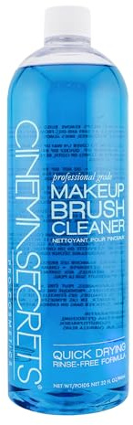 Cinema Secrets Original Blue Vanilla Makeup Brush Cleaner Solution - Professional Cleanser for Makeup Brushes - Quick-Drying, Rinse-Free Formula - Removes Stubborn Waterproof Make Up (32 fl oz)