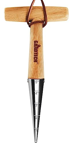 Gardtech Hand Dibber with Wooden Handle, Chrome Coated Stainless Steel Head - Lightweight Sturdy Hand Held Bulb Planter for Tulip Daffodil Crocus Garden Tool (Dibber)