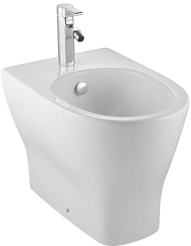 JACOB DELAFON Bidé cerámico a suelo Carenado a pared Fácil limpieza y mantenimiento Incluye fijaciones ocultas a suelo Color Blanco. Odéon Up E4798-00