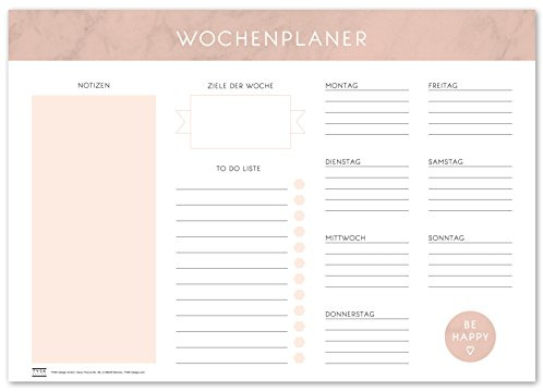 TYSK Design Schreibtischunterlage Marmor (Design wählbar) Tischunterlage aus Papier zum Abreißen DIN A3 To Do Liste Notizblock Wochenplaner