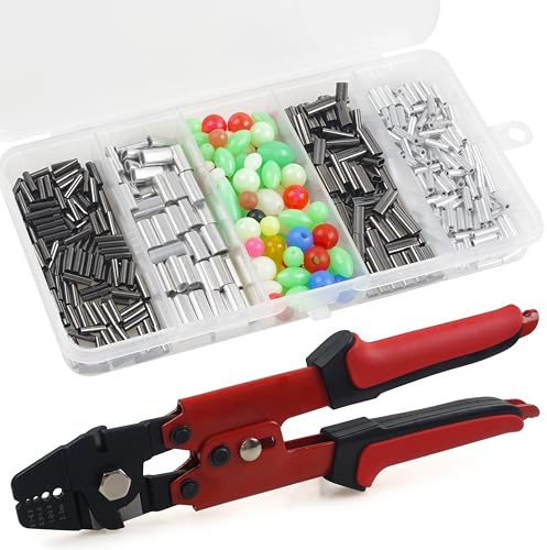 Vorfachmaterial, Crimpzange, manuelles Werkzeug-Set für ovale Quetschhülsen und Stop-Hülsen aus Kupfer und Aluminium von 0,1 mm bis 2,2 mm, High Carbon Steel Crimper Sleeve Set