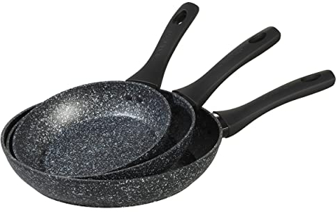 Salter BW06235S Megastone Ensemble de Poêle à Frire à Induction - 3 Pièces, 20/24/28 cm, Poêle à Frire Antiadhésive en Aluminium Forgé, Va au lave-vaisselle et aux ustensiles métalliques, Sans PFOA