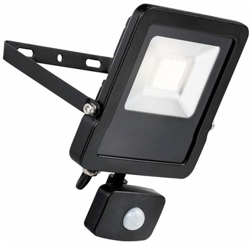 National Lighting Surge Matt Black 30W Weatherproof Outdoor Security Light Flood Lights LED with Motion Activated PIR Cool White 4000K IP44 Rated