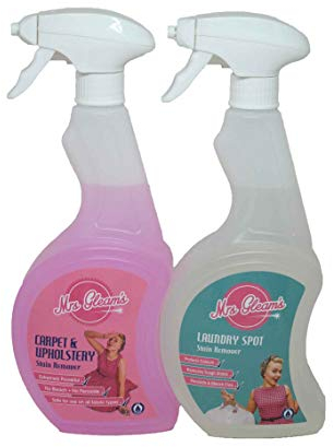 Mrs Gleams 2 Pack Fabric Care Kit. 1 x Carpet & Upholstery Cleaner and 1 x Laundry Spot Stain Remover