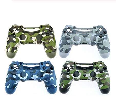 Camouflage Full Housing Shell Plastic Cover Case Protector Skin Case Buttons Kit Set For PS4 JDM-040 controller (Blue)