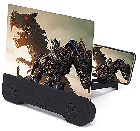 CHANGAIDA 14 Inch Phone Screen Amplifier with Bluetooth Speaker Foldable Phone Holder Suit for All Smartphones (Black)