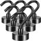 FINDMAG 6 Pack Magnetic Hooks, 30 lb+ Pull Extra Strong Neodymium Magnet Hooks, Black Magnetic Hook Heavy Duty, Magnets with Hook for Hanging, Towel, Home, Kitchen, Workplace, Office