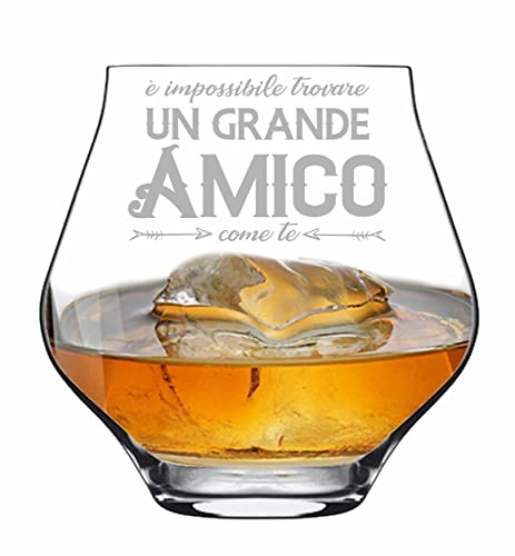 Bicchiere da Whisky o da Pinot con Incisione Amico Il Migliore di sempre con dedica Idea Regalo