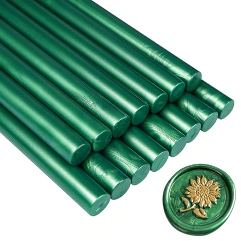 Zifospy 15 Stück Klebepistole Wachs Siegel Stock für Siegellack, Hochzeitseinladungen, Karten, Umschläge (Pine Green)