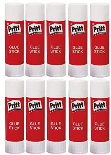 Pritt Klebestift, lösemittelfreier Glue Stick, sicherer kinderfreundlicher Kleber, hervorragend für die Schule, Bürobedarf und zum Basteln geeignet, 10 x 40g Pritt Stift