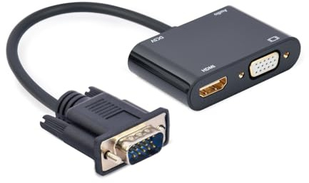 Gembird Adapterkabel VGA auf HDMI VGA 0, 15 m, Schwarz
