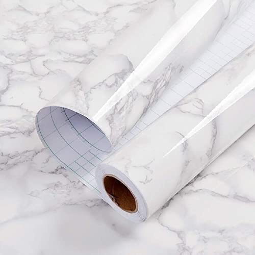 Hode Klebefolie Möbel Möbelfolie Selbstklebend Folie Tapete | 40x1000cm Klebefolie Weiß Marmoroptik Küchenfolie Klebetapete Wandfolie Fensterbank Folie für Möbel Selbstklebende Tapete