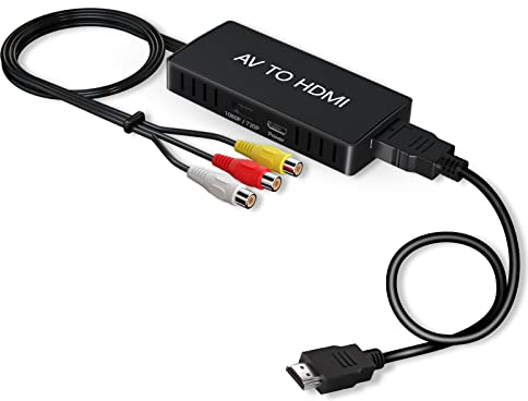 VIXLW Adattatore da RCA a HDMI, da AV a HDMI 1080P, Mini Composite Adapter mit PAL/NTSC, Für PC/TV/WII/PS1-3/STB/VHS/VCR/Blu-ray Player, Kompatibel mit Windows & Mac (Plug & Play)
