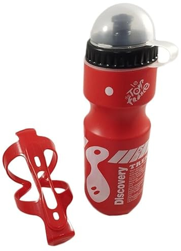 Porta bidón de bicicleta con botella de bicicleta de 750 ml, botella de deporte , inodoro e impermeable, color rojo para MTB BMX montaña Descenso plegable urbano